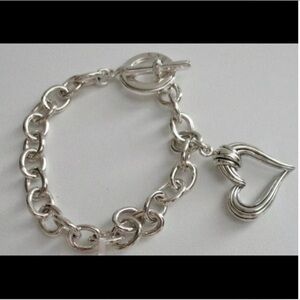 *LAGOS* Sterling Silver SS 925 Open Heart Charm Toggle bracelet EUC